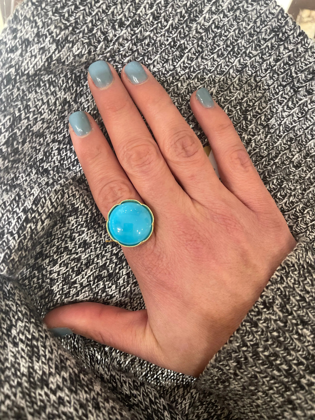 Classic Turquoise Ring - Squash Blossom Vail