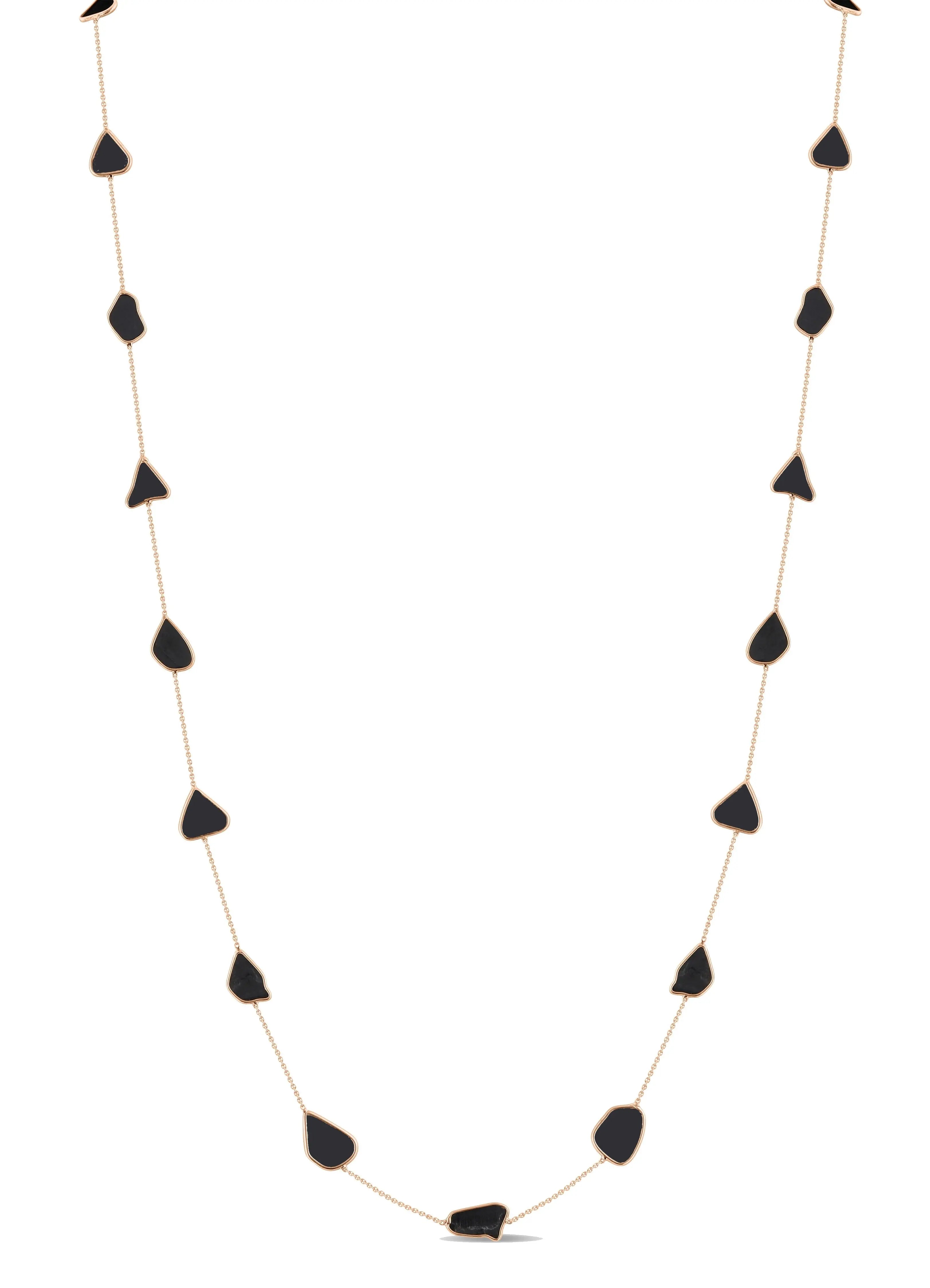 18k Slice Black Diamond Necklace - Squash Blossom Vail