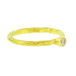 Textured Gold Band With Single Diamond