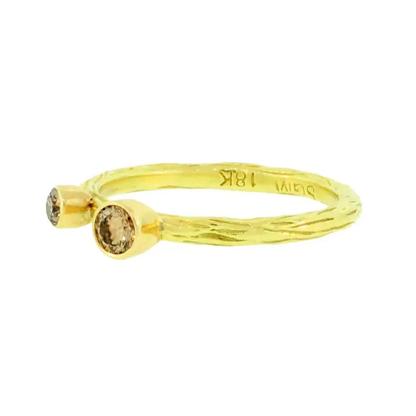 Textured 18k Gold Band With Diamonds