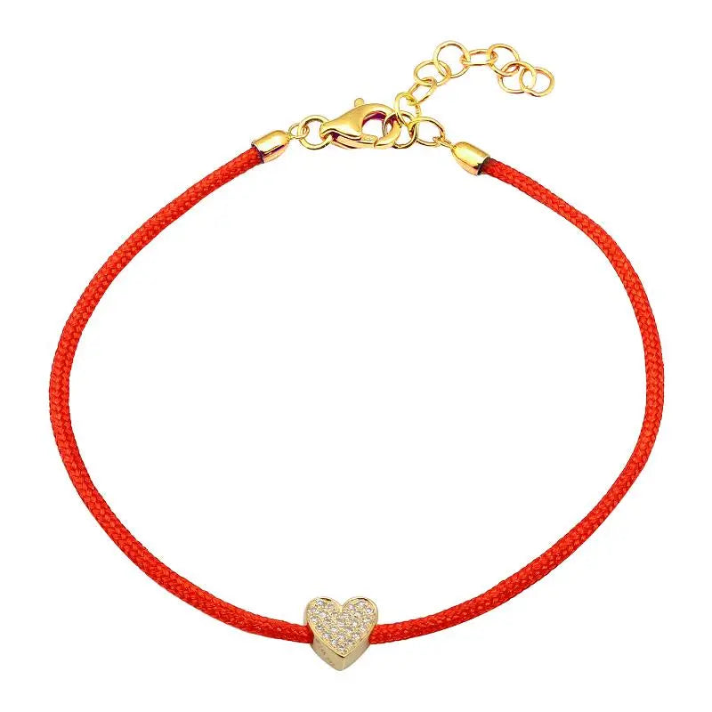 Mini Pave String Heart Bracelet