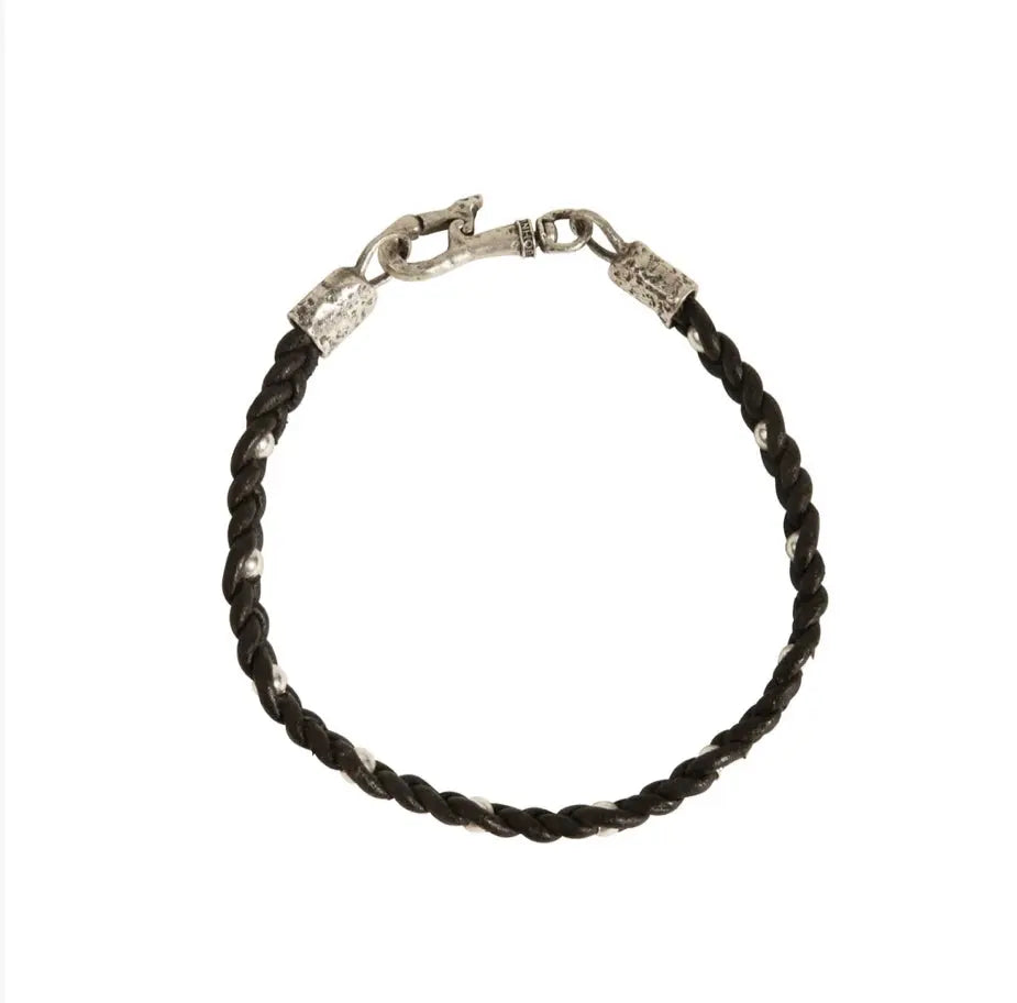 Sterling Silver Single Strand Bracelet, Braided, from the Leather Collection  Length: 8.25 inches  Designed by John Varvatos