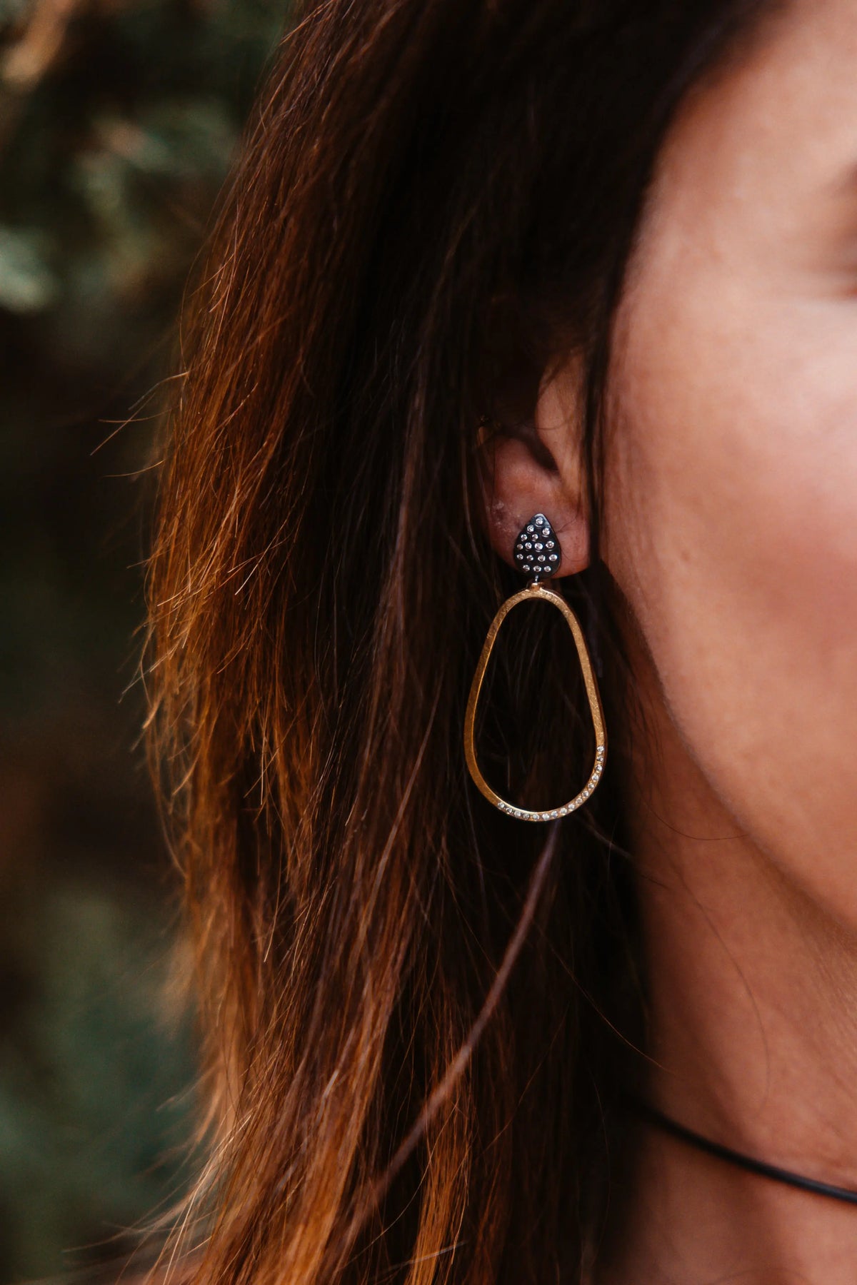 Yellow Gold and SS Earrings - Squash Blossom Vail