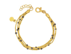 GURHAN Rain Gold Multi Strand Bracelet, 5-Strand, Gold Tubes, with Black Diamond - Squash Blossom Vail