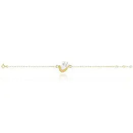18K yellow gold &quot;Protection&quot; Dove Bracelet with .020 cttw of diamonds   Designed by Luisa Rosas and made in Portugal