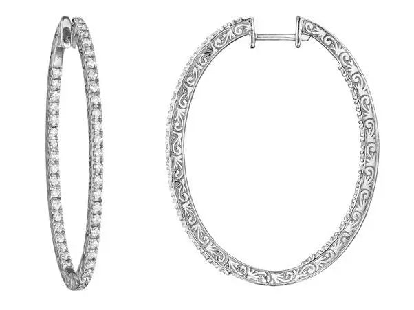 White Gold Oval In and Out Hoops