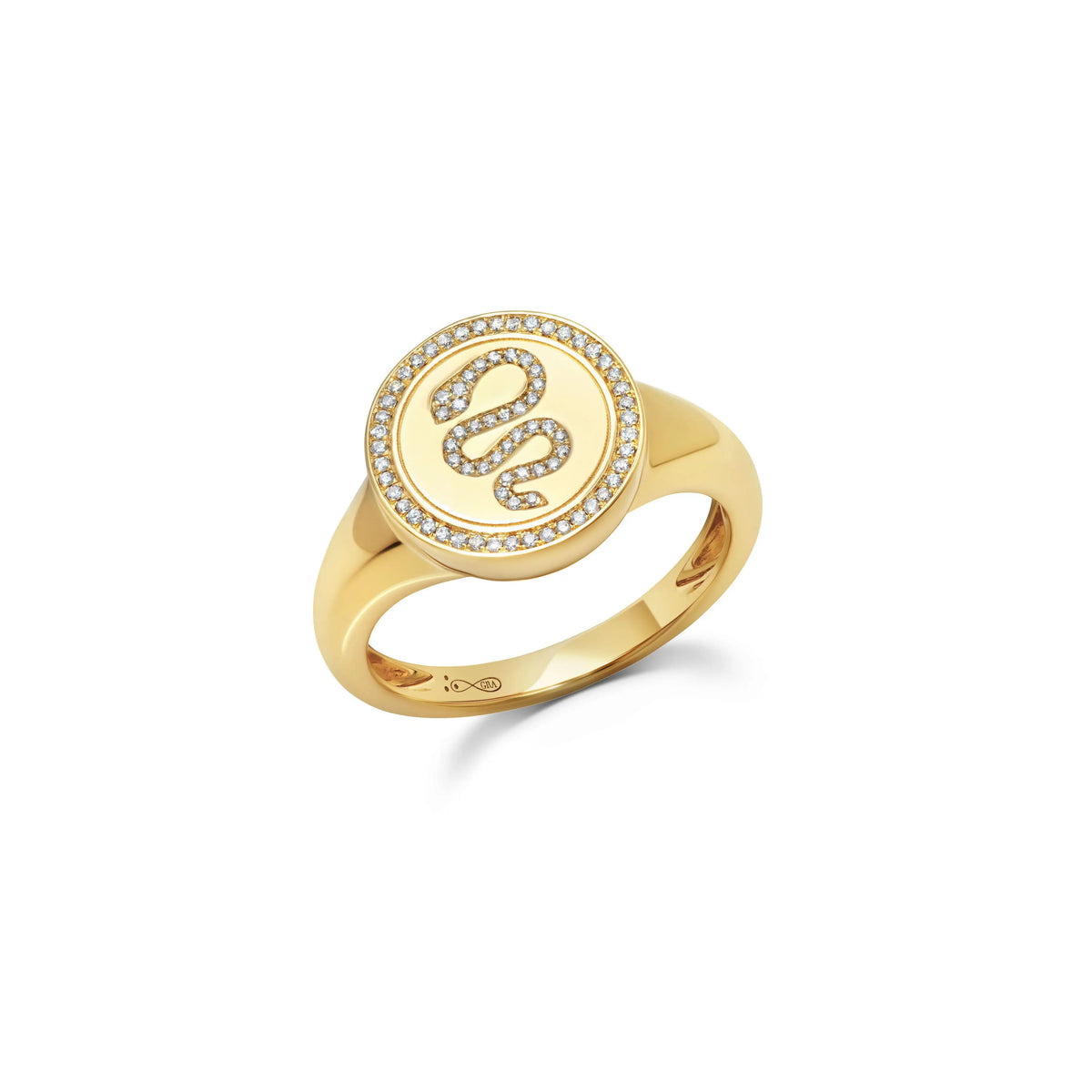 14k yellow gold ring with .21 cttw diamond snake ring  Your Choice of .21cts of G-H Color White Diamonds  Measures 12.5 mm Ring Size 7.5  If you need a different size, please email shop@sbvail.com  Designed by Graziela Gems