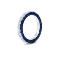 Sapphire & Diamond 3 Sided Band Ring - Squash Blossom Vail