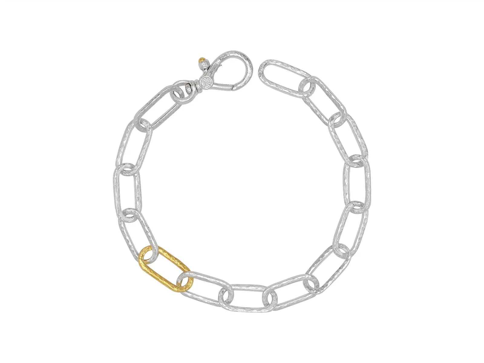 All Around Bracelet in Sterling Silver with 24k Gold Bonded and 7.5mm Oval, from the Hoopla Collection. The length is 7 inches.  Designed by Gurhan