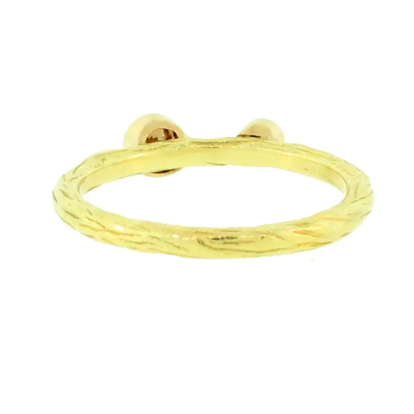 Textured 18k Gold Band With Diamonds