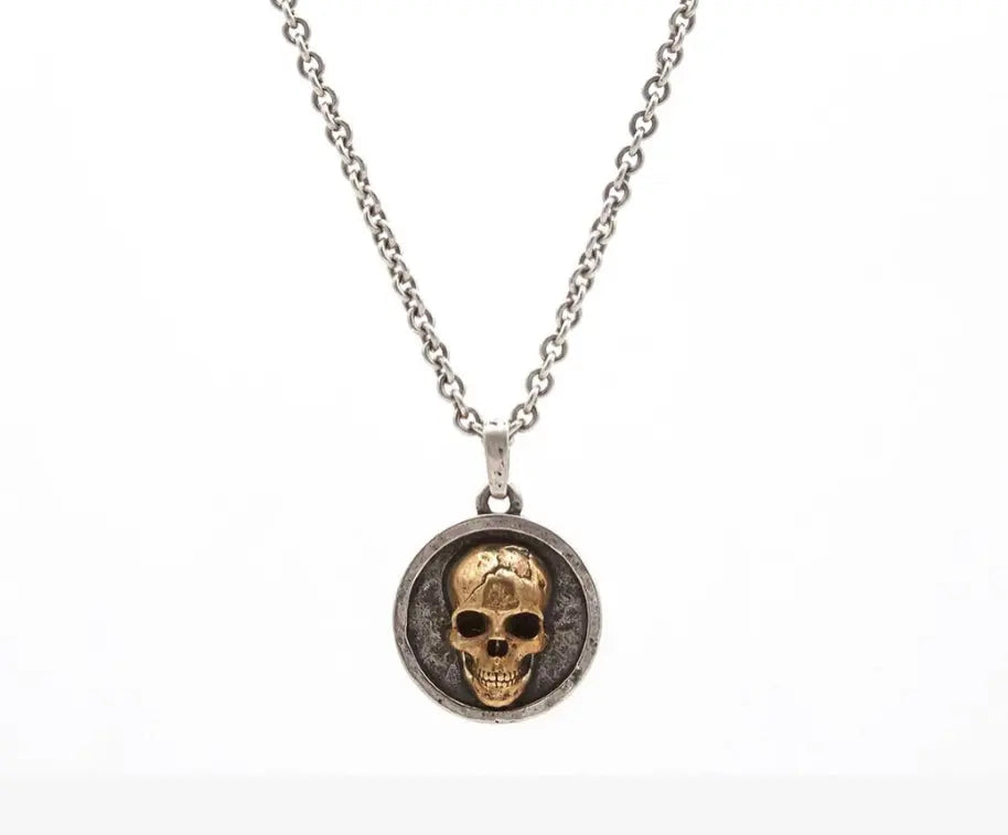 Sterling Silver Pendant Necklace, Brass, from the Skull Collection 23.5x14.5mm  Brass/Sterling Silver Skull Collection Pendant Lovingly handcrafted in our workshop in Istanbul by artisans personally trained by Gurhan  Designed by John Varvatos