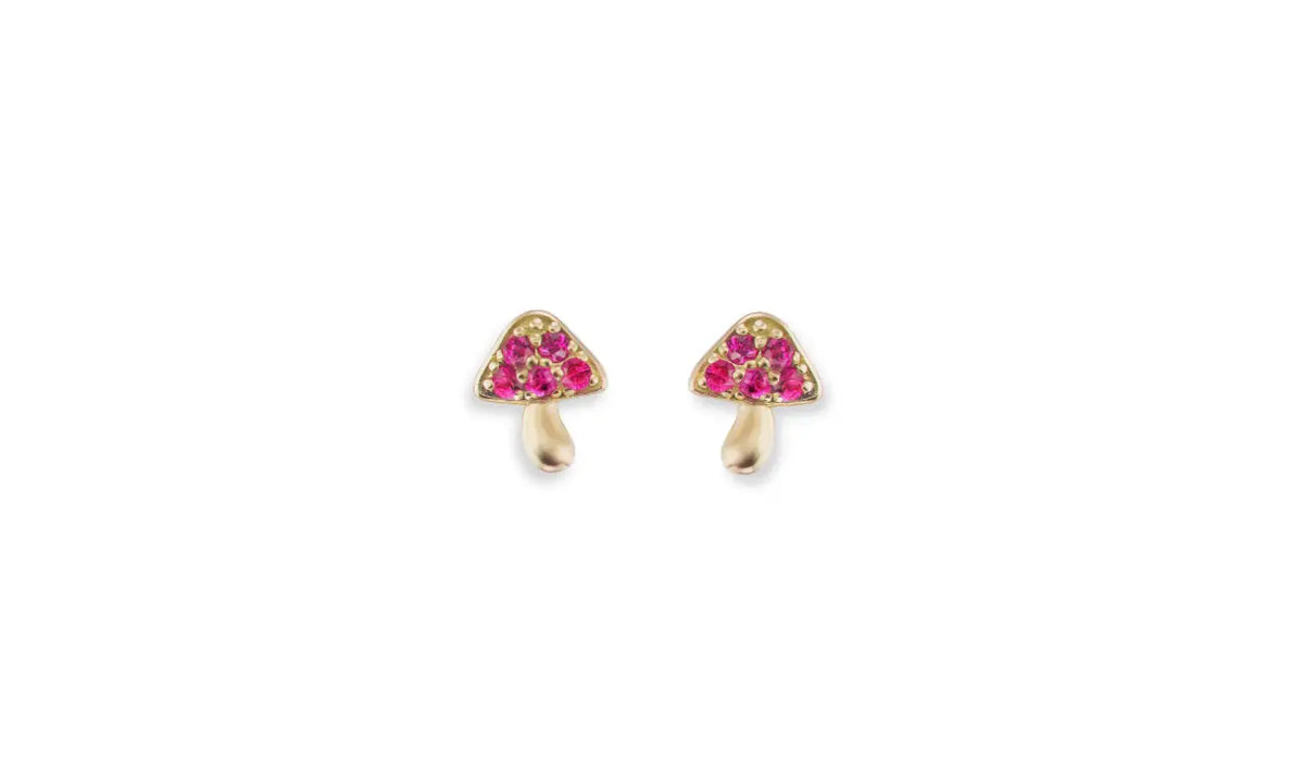 Brent Neale Micro Mushroom Ruby Stud Earrings - Squash Blossom Vail