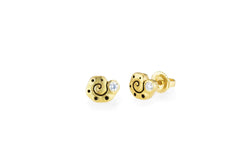 18k yellow gold and diamond "Flora" studs. Sold as a pair     Details: 2 diamonds .10ct designed by Alex Sepkus and made in NYC