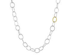 GURHAN Hoopla Sterling Silver Short Necklace, with No Stone &amp; Gold Accents - Squash Blossom Vail