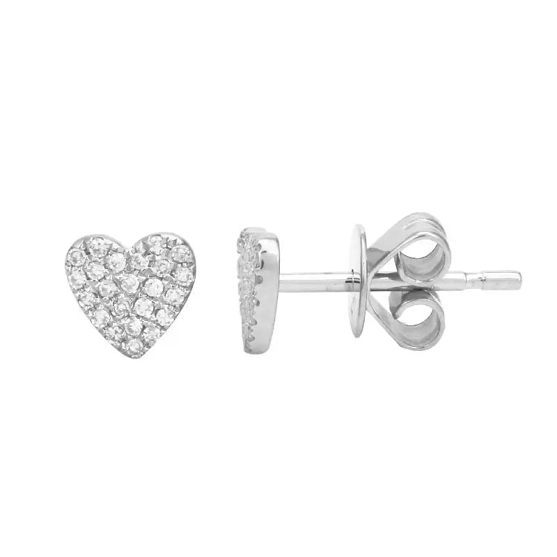 Heart Diamond Stud Earrings single - Squash Blossom Vail