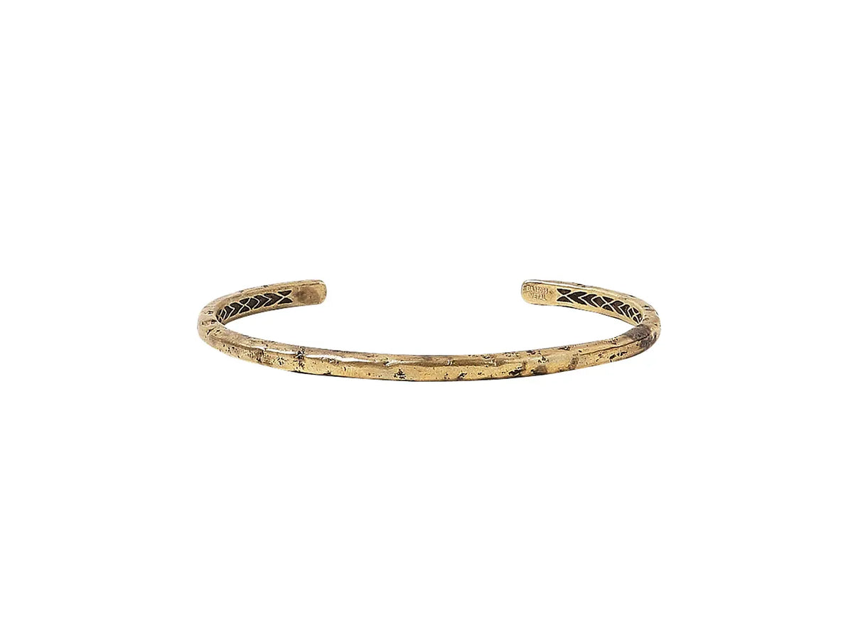 Distressed Brass Cuff Bracelet, Narrow, with No Stone - Squash Blossom Vail