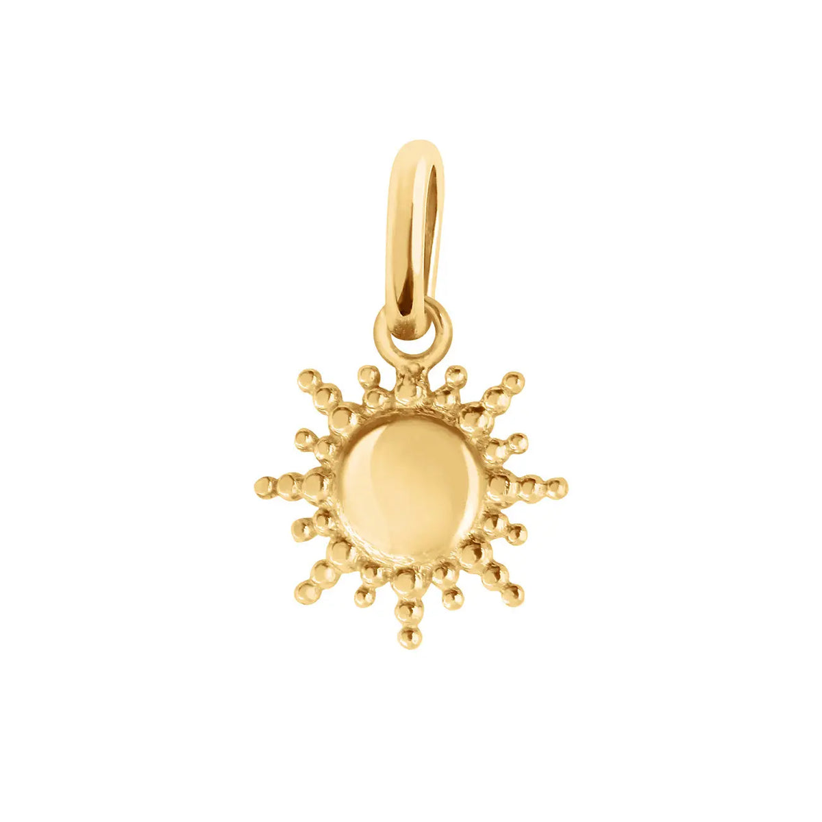 The Sun gold pendant by gigi CLOZEAU is a playful yet sophisticated take on our voyage through life. This striking piece features 18k gold and a timeless design to capture a sense of elegance.  Each jewel is unique, artisanally made in its family-owned workshop. The pendant mesures 0.4&quot; (with bail 0.6&quot;), pendant sold without chain.