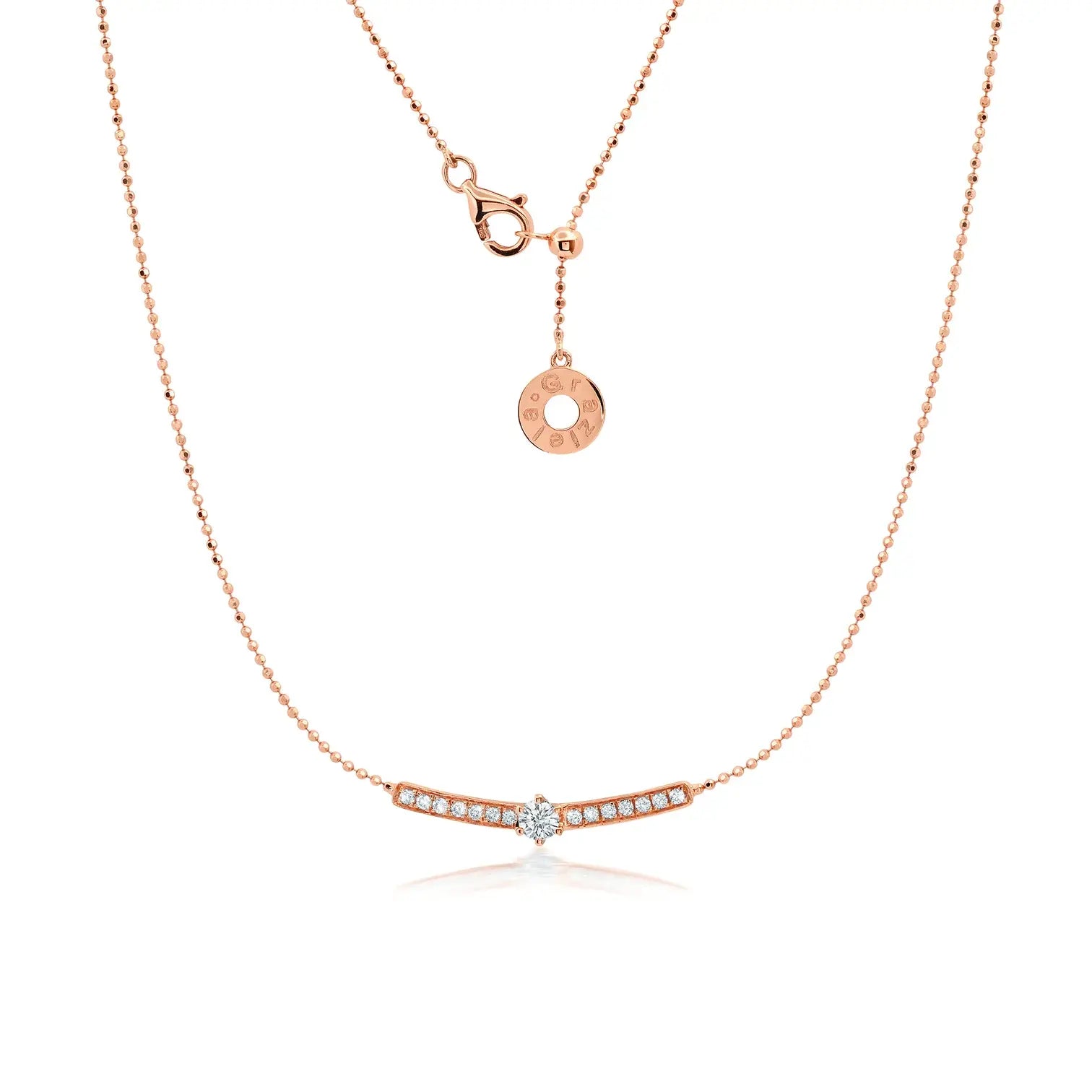 Diamond Curved Bar Necklace - Squash Blossom Vail