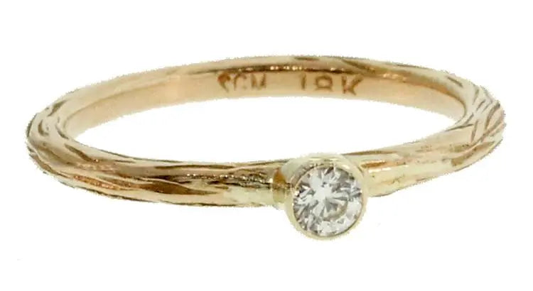Rose Gold White Diamond Pebble Ring