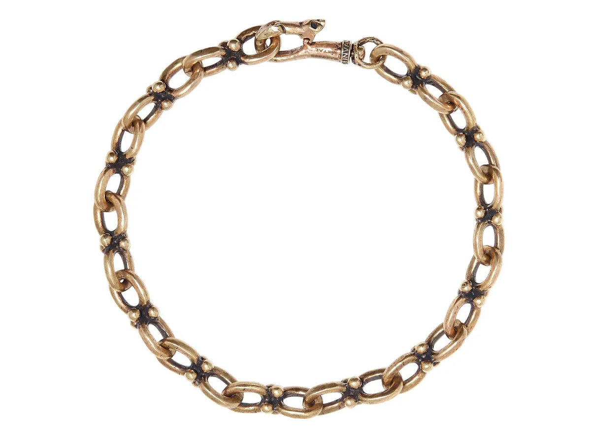 Artisan Brass Link Bracelet, with No Stone - Squash Blossom Vail