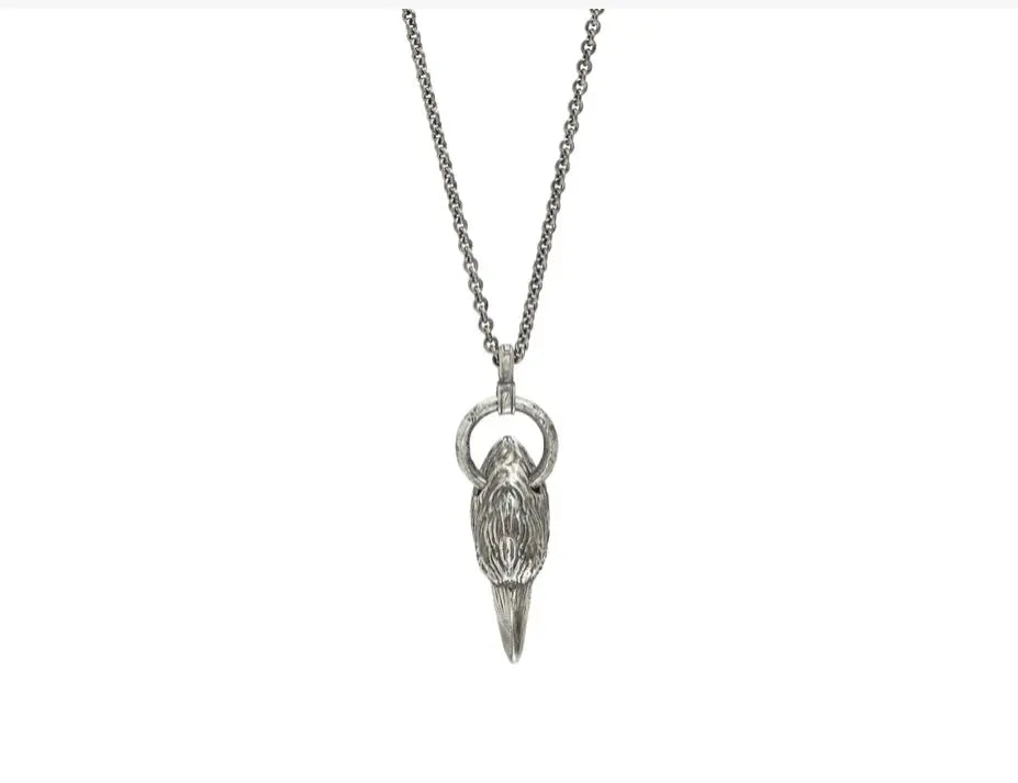 Raven Sterling Silver Pendant Necklace - Squash Blossom Vail