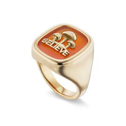 Brent Neale Believe Carved Stone Signet Ring - Squash Blossom Vail