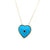 A played nod to the latest trend, hearts. Brent Neale created this puff birthstone heart pendant with blue sapphires. This piece is set in 18k yellow gold and is on an 18 inch chain.   Designed by Brent Neale and made in New York