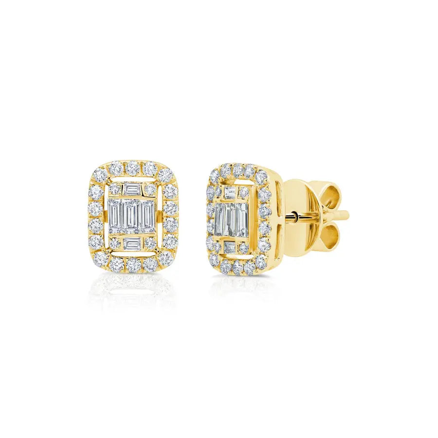 18K yellow gold with .67ct of brilliant white diamonds, finished with a post back Details: Gemstone: .67 Carat of G-H Color White Diamonds Metal: 18K Gold, 3.32 Grams Finishing: Post Back If item is not in stock, please allow for 4-6 weeks for delivery Designed by Graziela Gems