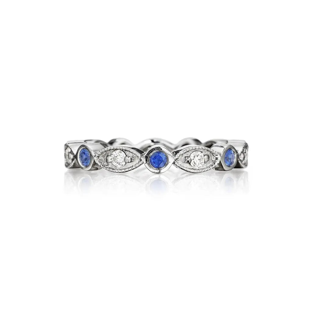 Blue Sapphire and Round Marquise Ring - Squash Blossom Vail