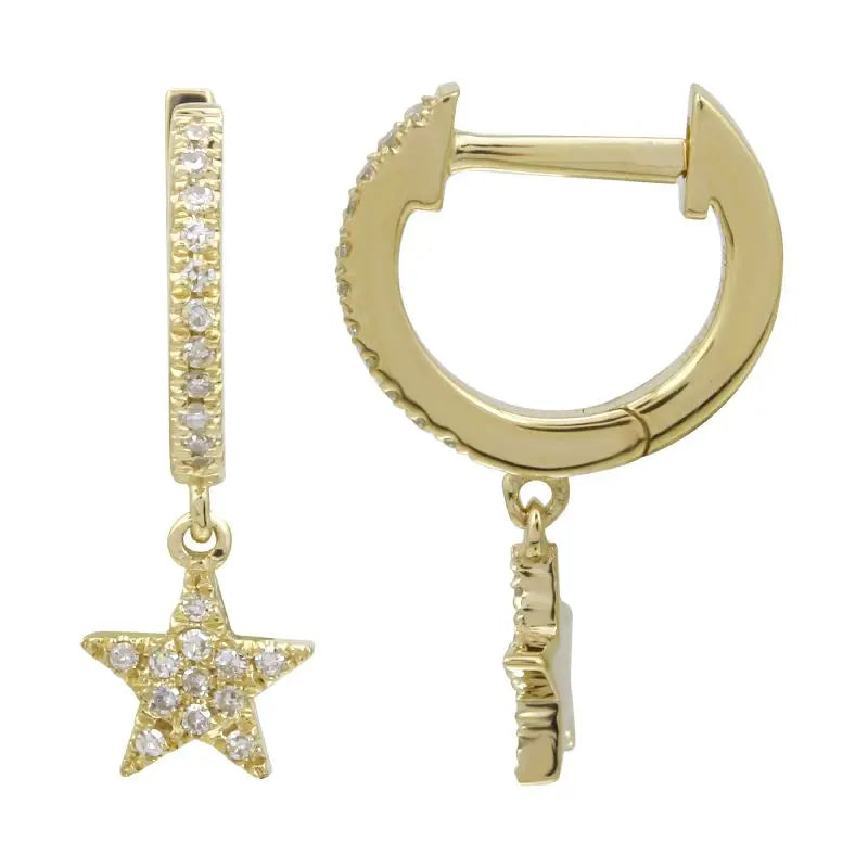 Diamond Huggie Earrings with Star
