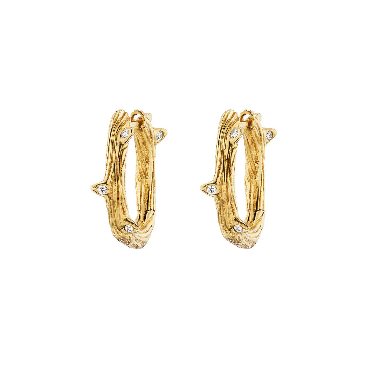 Extra small hinged 18k and diamond earrings for main earring hole or additional holes with just enough edge and bling  Designed by Feral Jewelry