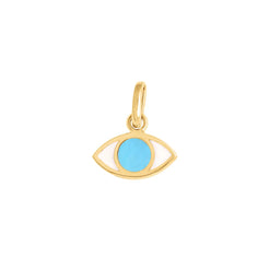 The Eye pendant by gigi CLOZEAU features signature 18 carat Yellow Gold, rich turquoise resin and a playful design for a sophisticated and modern appeal. Each jewel is unique, artisanally made in its family-owned workshop. The pendant measures 0.2" (with bail 0.4"), pendant sold without chain.