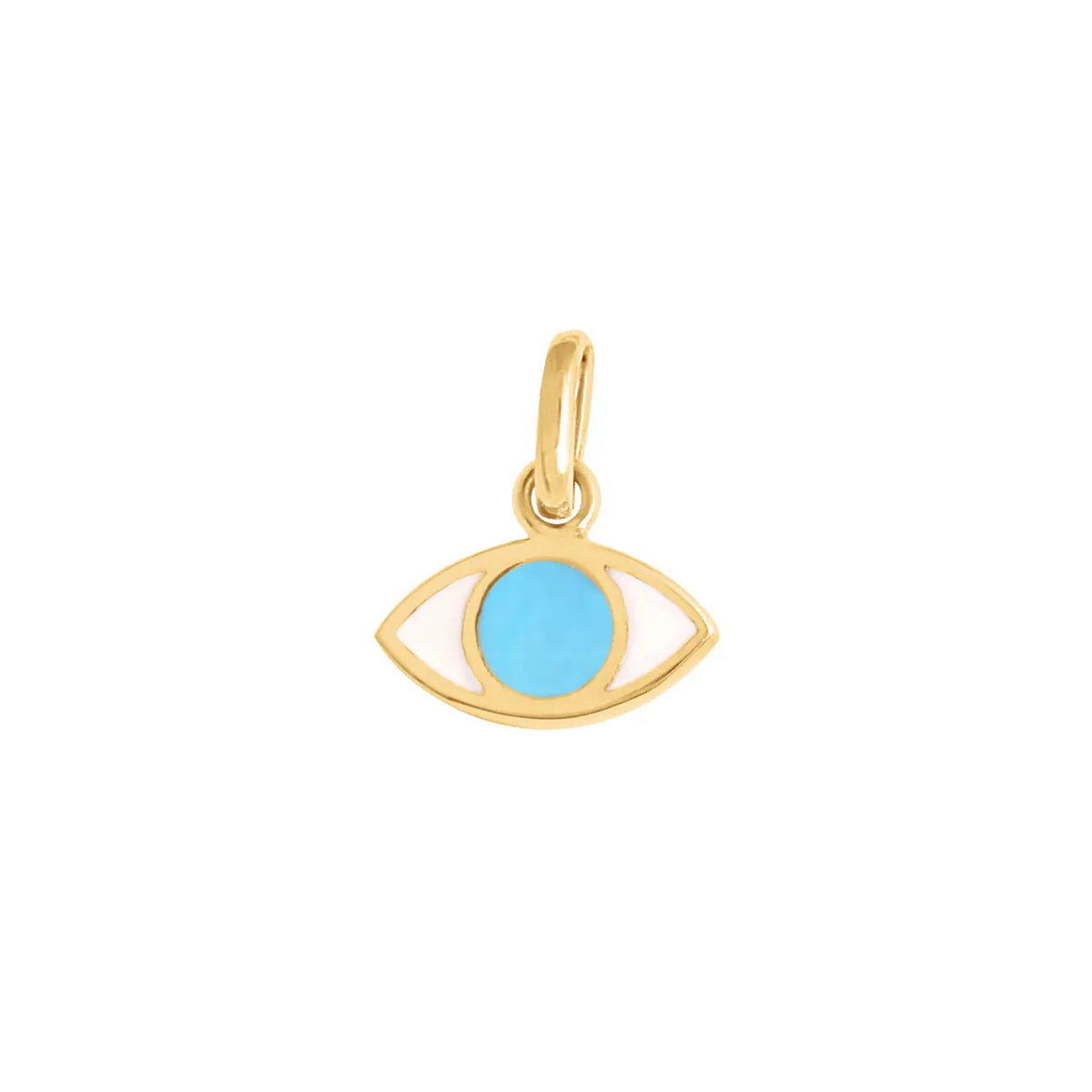 The Eye pendant by gigi CLOZEAU features signature 18 carat Yellow Gold, rich turquoise resin and a playful design for a sophisticated and modern appeal. Each jewel is unique, artisanally made in its family-owned workshop. The pendant measures 0.2&quot; (with bail 0.4&quot;), pendant sold without chain.