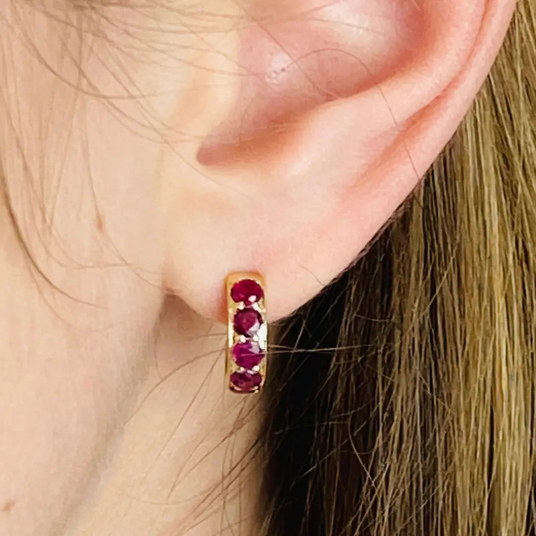 Ruby Huggie Earrings - Squash Blossom Vail