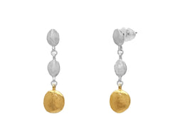 GURHAN Nugget Sterling Silver Drop Earrings, with No Stone &amp; Gold Accents - Squash Blossom Vail