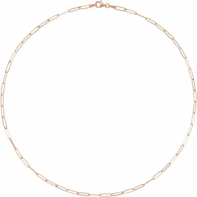 14K Rose Gold Paperclip Chain - Squash Blossom Vail