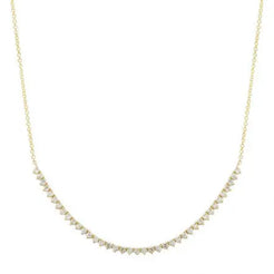 14k Yellow Gold 3 Prongs Setting Diamond Tennis Chain Necklace. The diamond tennis length is 3inches and necklace length is 18 inches.