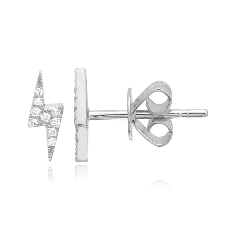 14k white gold pave diamond stud.  ~ 0.04 cttw with 9 diamonds and dimensions 3x8mm. Sold as a single