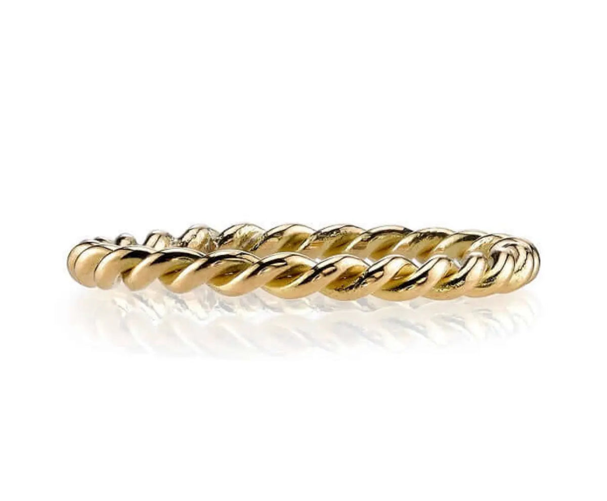 Handcrafted 18K gold 2mm twisted rope band.  Ring Size: 6  If you need a different size, email shop@sbvail.com.  Designed by Single Stone and made in LA.