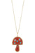 Inspired by the playful magic of make-believe worlds, this Brent Neale necklace is so much fun.  The carnelian mushroom is set on a frame of 18K yellow gold and is set with turquoise.  The pendant hangs from the center of the 18K yellow gold chain which fastens with a lobster closure.  The dimensions are 2.75cm x 2cm and the chain measures 16 inches.