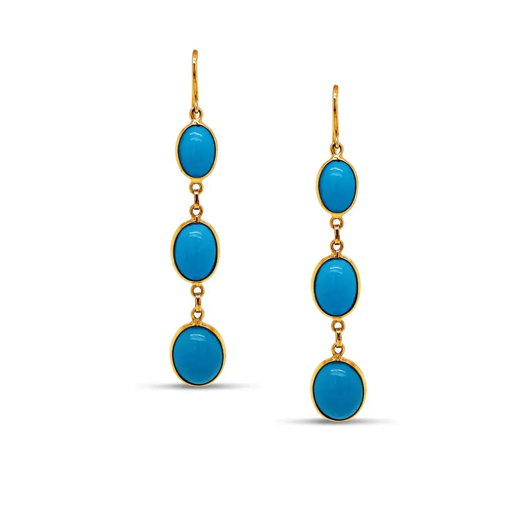 Turquoise Drop Earrings - Squash Blossom Vail