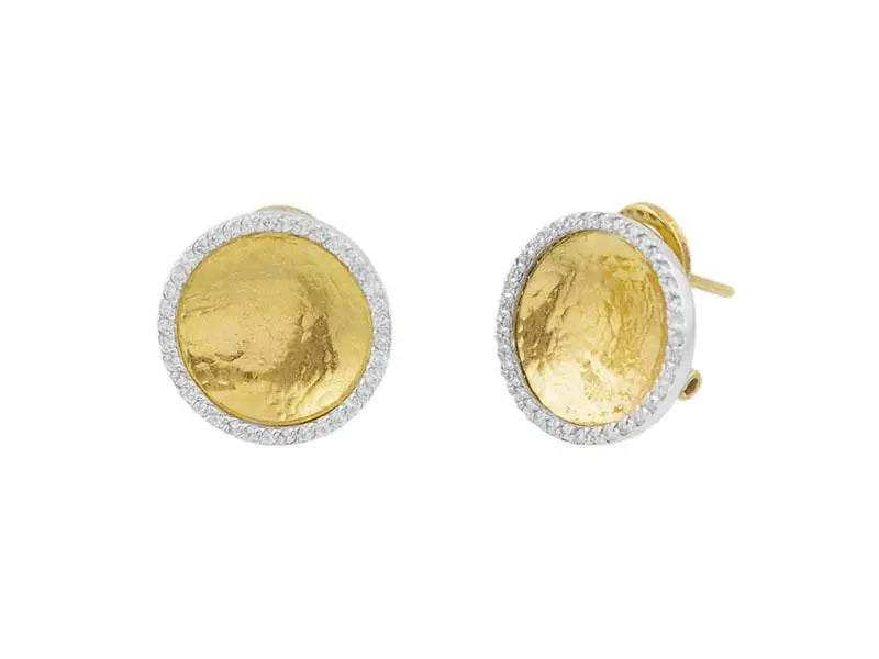 Hourglass Gold Pave Feature Earrings, with Diamond - Squash Blossom Vail