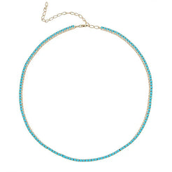Turquoise Tennis Necklace - Squash Blossom Vail