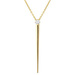18k yellow gold necklace with pavé diamonds  47mm pendant length  16in chain length, custom lengths available on request   Approx. 0.26cts diamonds  Designed by Melissa Kaye
