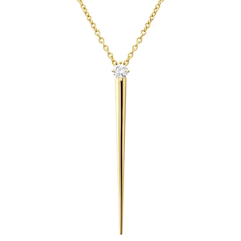 18k yellow gold necklace with pavé diamonds  47mm pendant length  16in chain length, custom lengths available on request   Approx. 0.26cts diamonds  Designed by Melissa Kaye