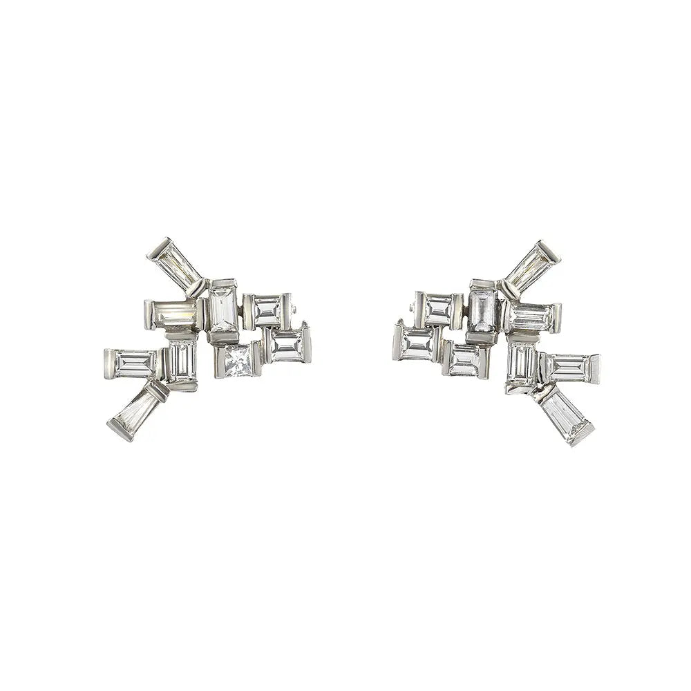 Diamond Baguette Stud Earrings - Squash Blossom Vail