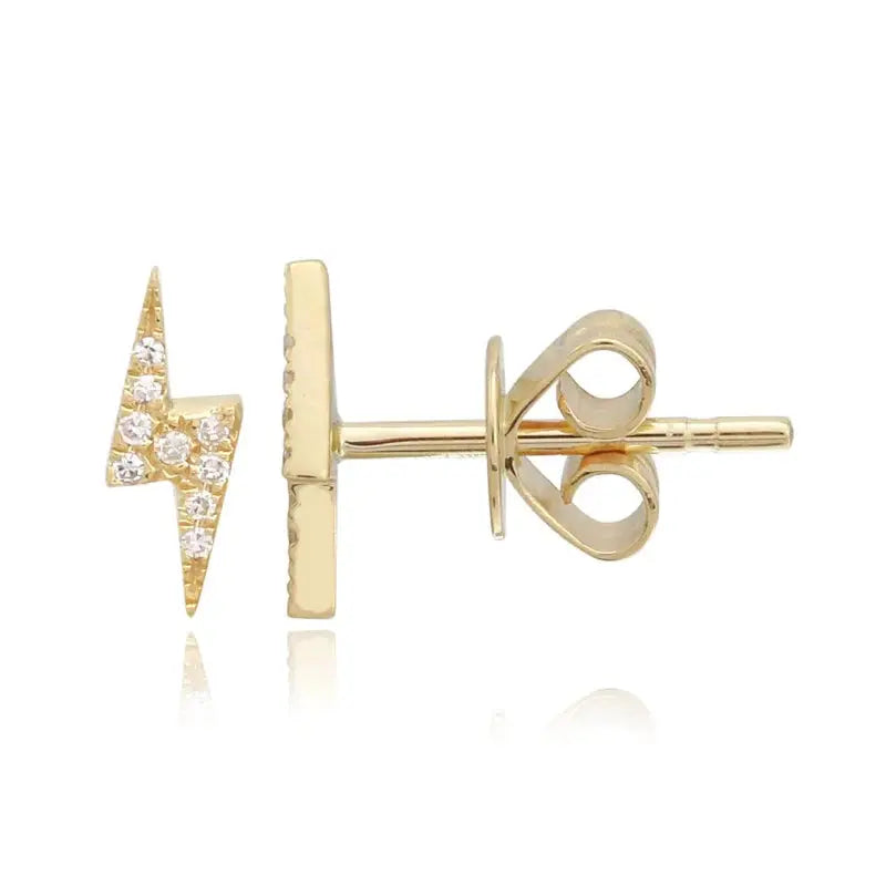 14k yellow gold pave diamond stud.  ~ 0.04 cttw with 9 diamonds and dimensions 3x8mm. Sold as a single.