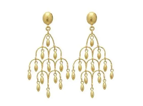 Olive Gold Chandelier Earrings, Small, with No Stone - Squash Blossom Vail