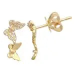 Butterfly diamond studs. Available in 14k Yellow Gold. Sold as a pair.