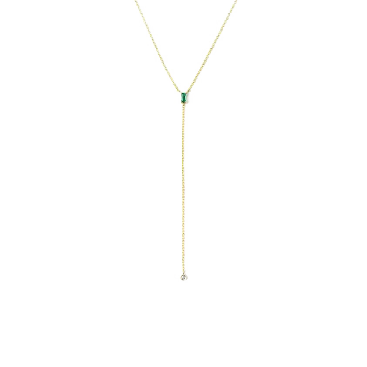 Elettra Emerald and Diamond Lariat Necklace - Squash Blossom Vail